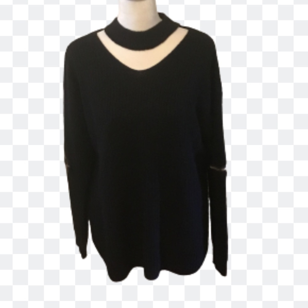Umgee Sweater Cotton Blend Cutout Neckline Sz M Romantic Goth Office Siren